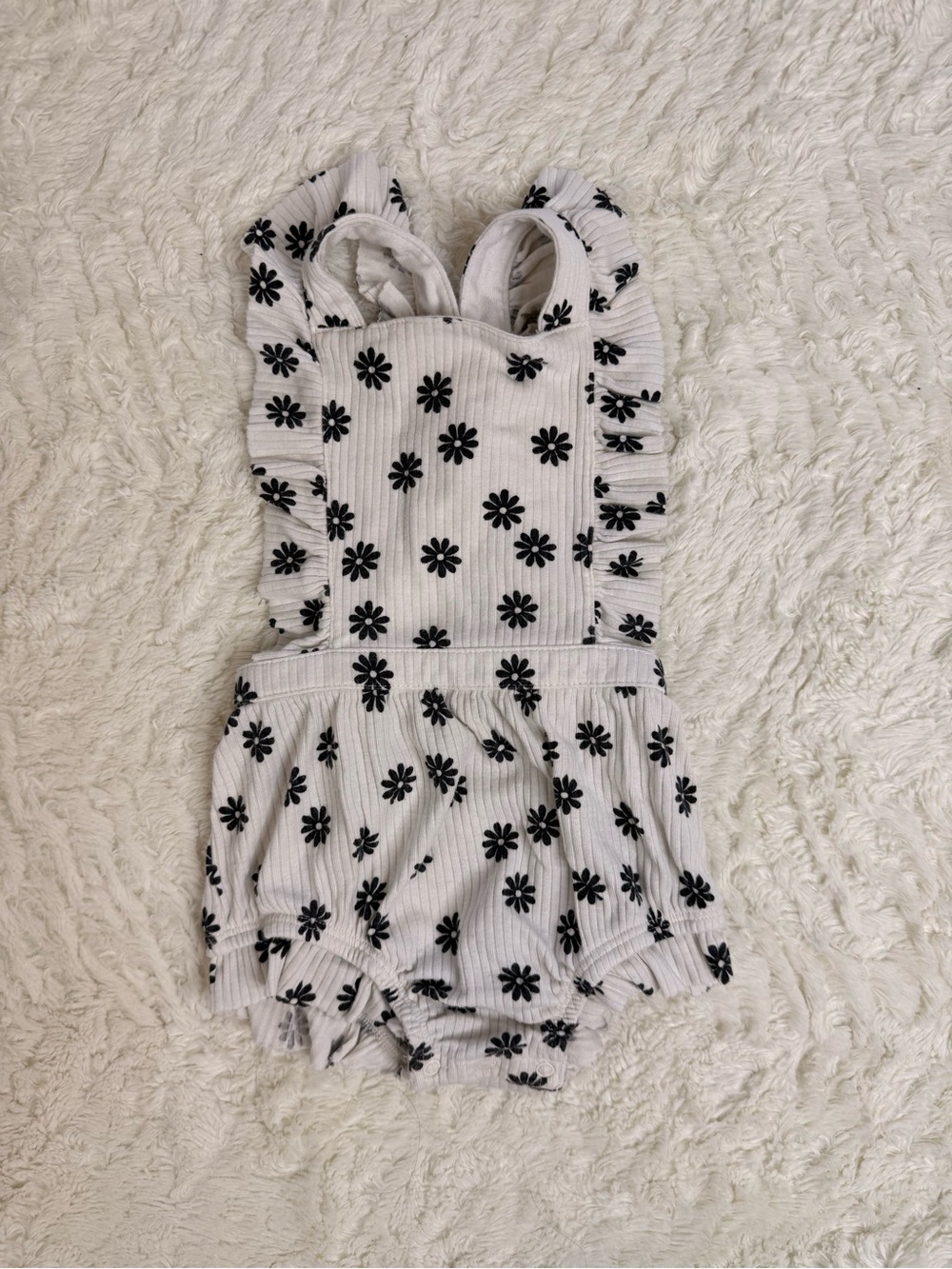 Cat & Jack White Floral Ruffle One-Piece Bodysuit